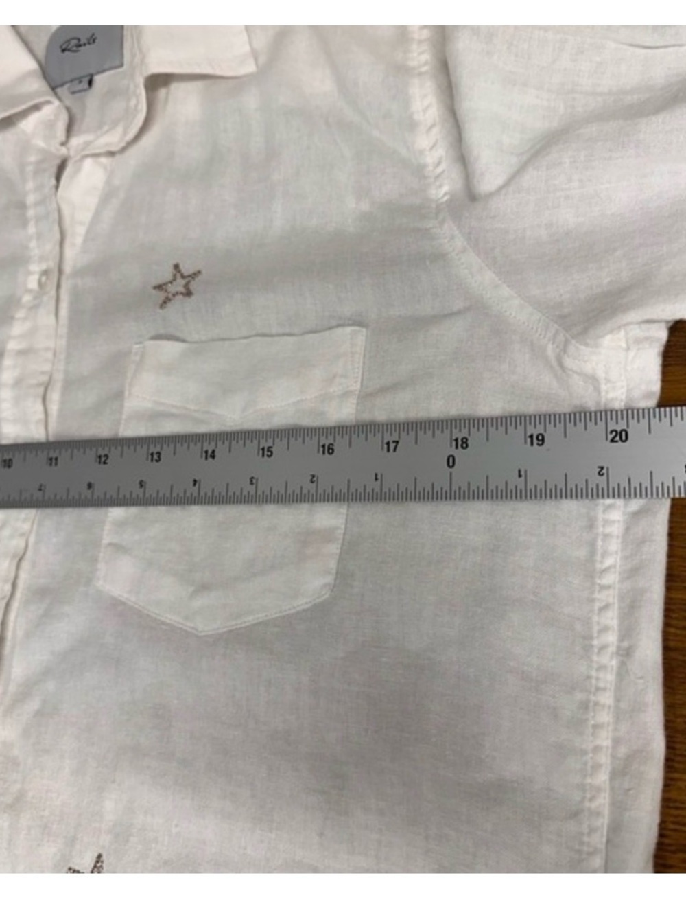 Rails Charli button down metallic gold star white linen blend top, small - Picture 13 of 13